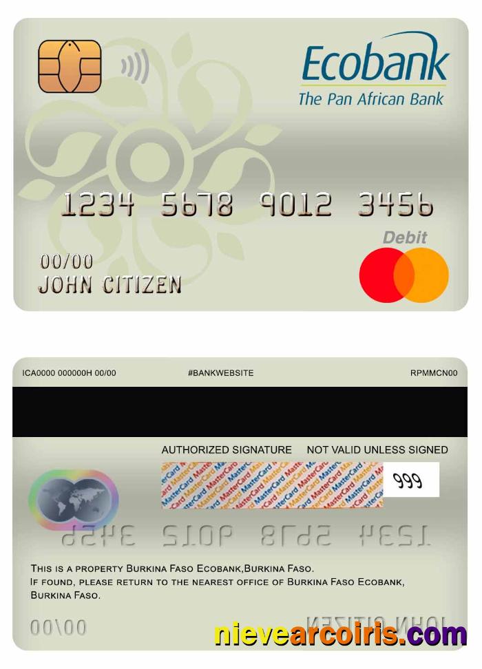 Burkina Faso Ecobank bank mastercard debit card